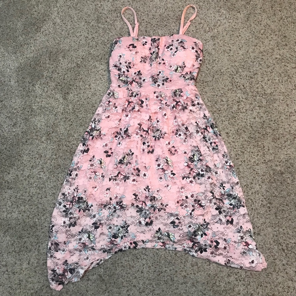 Pink Lace Floral Dress